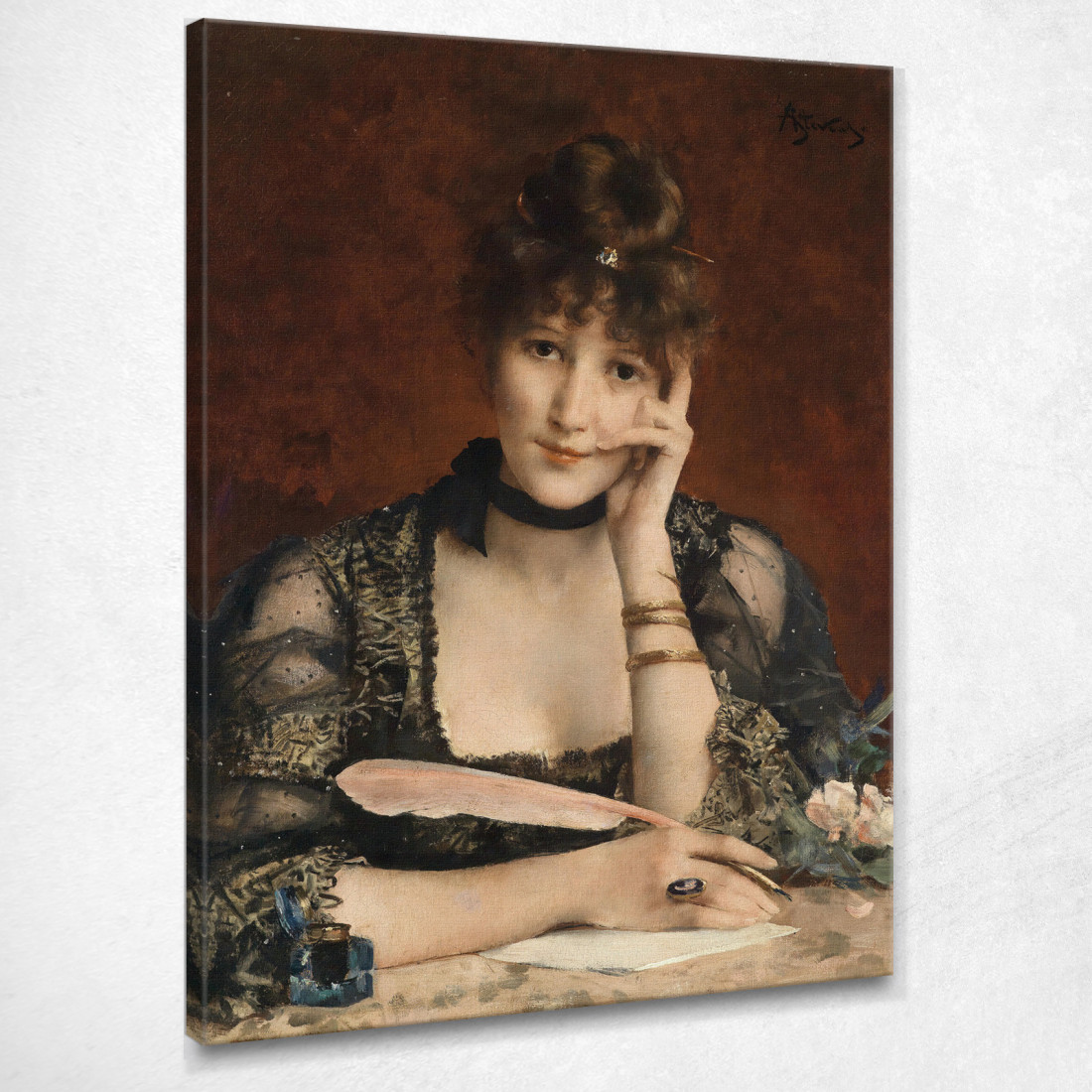 La Lettera Alfred Stevens stal85 quadro stampato su tela La Lettera Alfred Stevens stal85 quadro stampato su tela