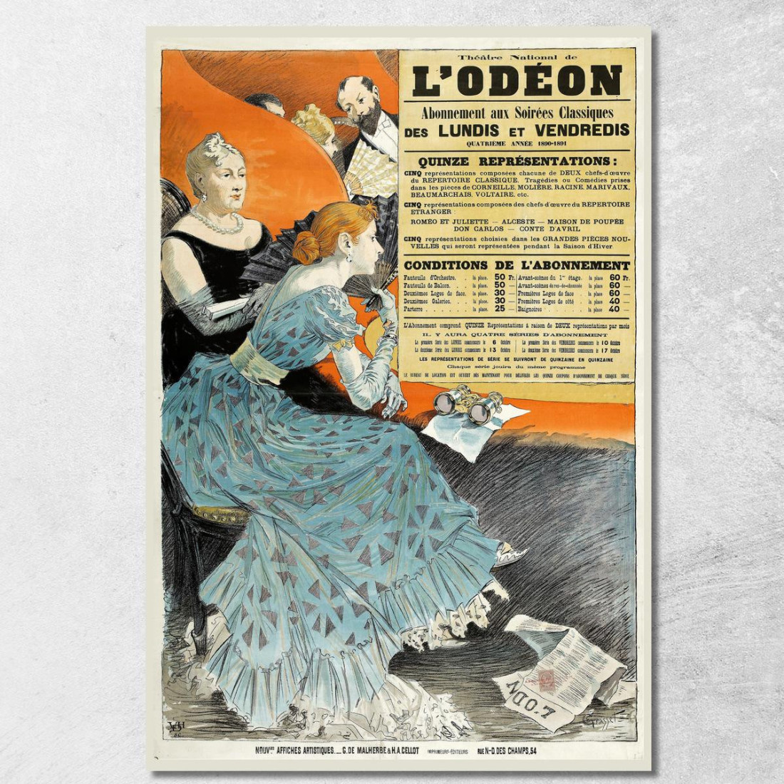 Teatro Nazionale Dell'Odeon Eugène Grasset egs27 quadro stampato su tela Teatro Nazionale Dell'Odeon Eugène Grasset egs27 quadro stampato su tela