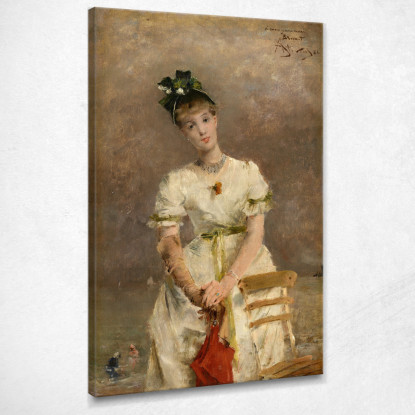 Giovane Donna In Riva Al Mare Alfred Stevens stal99 quadro stampato su tela