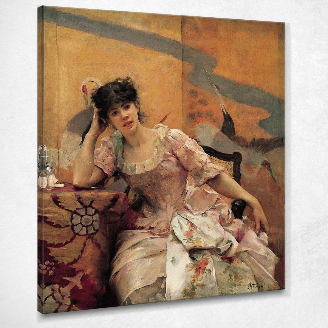 Giovane Donna Con Uno Schermo Giapponese Alfred Stevens stal100 quadro stampato su tela Giovane Donna Con Uno Schermo Giapponese Alfred Stevens stal100 quadro stampato su tela