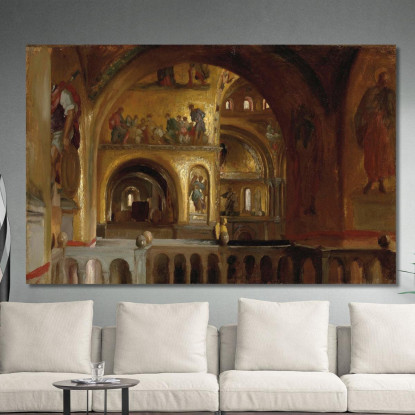 L'Interno Della Basilica Di San Marco Venezia Frederic Leighton flg59 quadro stampato su tela