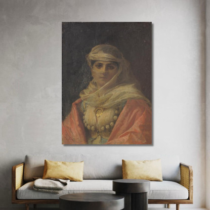 Una Bellezza Turca Frederick Arthur Bridgman fab4 quadro stampato su tela