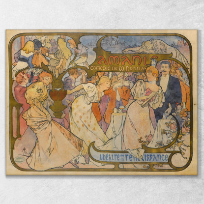 Amanti Alphonse Mucha amu14 quadro stampato su tela