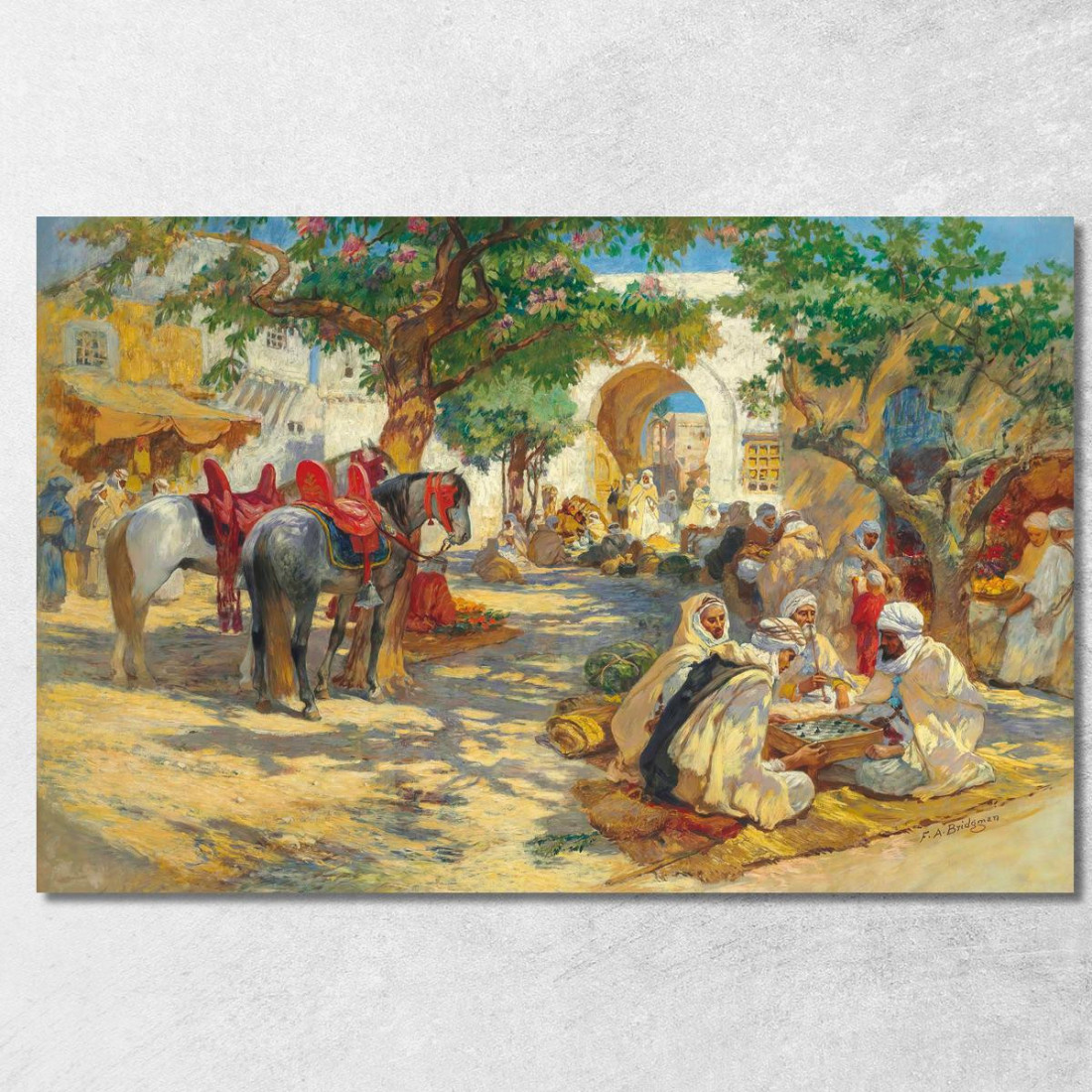 Giocatori Di Scacchi Biskra Frederick Arthur Bridgman fab18 quadro stampato su tela Giocatori Di Scacchi Biskra Frederick Arthur Bridgman fab18 quadro stampato su tela