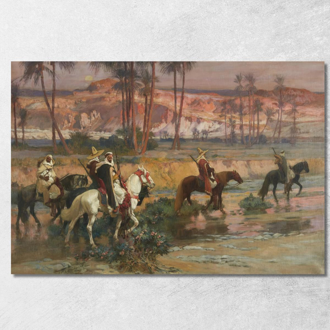 Guadare Il Torrente Algeria Frederick Arthur Bridgman fab23 quadro stampato su tela Guadare Il Torrente Algeria Frederick Arthur Bridgman fab23 quadro stampato su tela