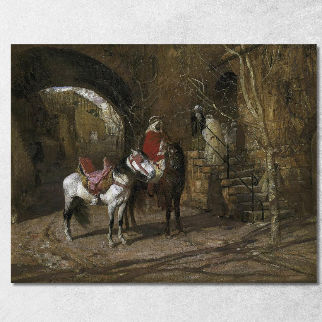 Cavaliere In Un Cortile Frederick Arthur Bridgman fab25 quadro stampato su tela Cavaliere In Un Cortile Frederick Arthur Bridgman fab25 quadro stampato su tela