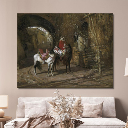 Cavaliere In Un Cortile Frederick Arthur Bridgman fab25 quadro stampato su tela