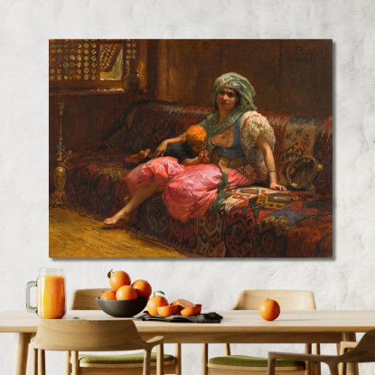 Momenti Teneri Frederick Arthur Bridgman fab52 quadro stampato su tela