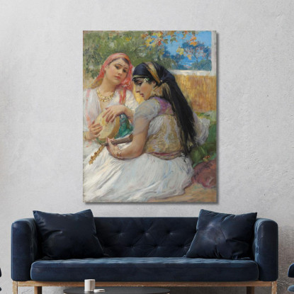 Due Giovani Algerini Frederick Arthur Bridgman fab69 quadro stampato su tela