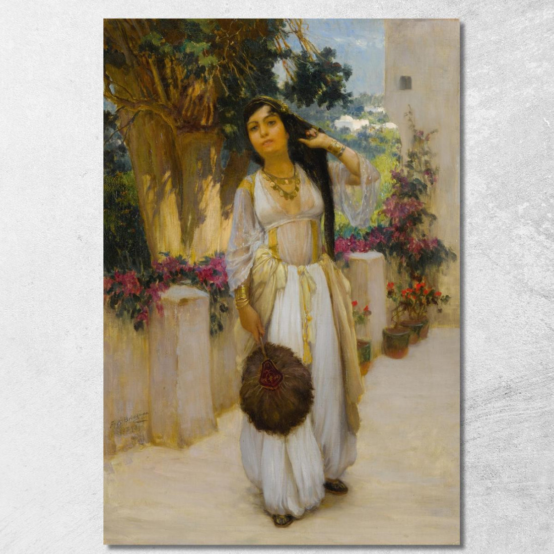 Donna Di Algeri Su Una Veranda Frederick Arthur Bridgman fab73 quadro stampato su tela Donna Di Algeri Su Una Veranda Frederick Arthur Bridgman fab73 quadro stampato su tela