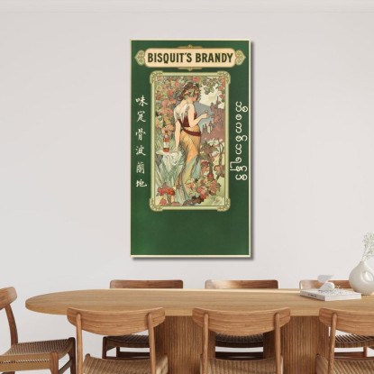 Il Brandy Di Bisquit Alphonse Mucha amu21 quadro stampato su tela