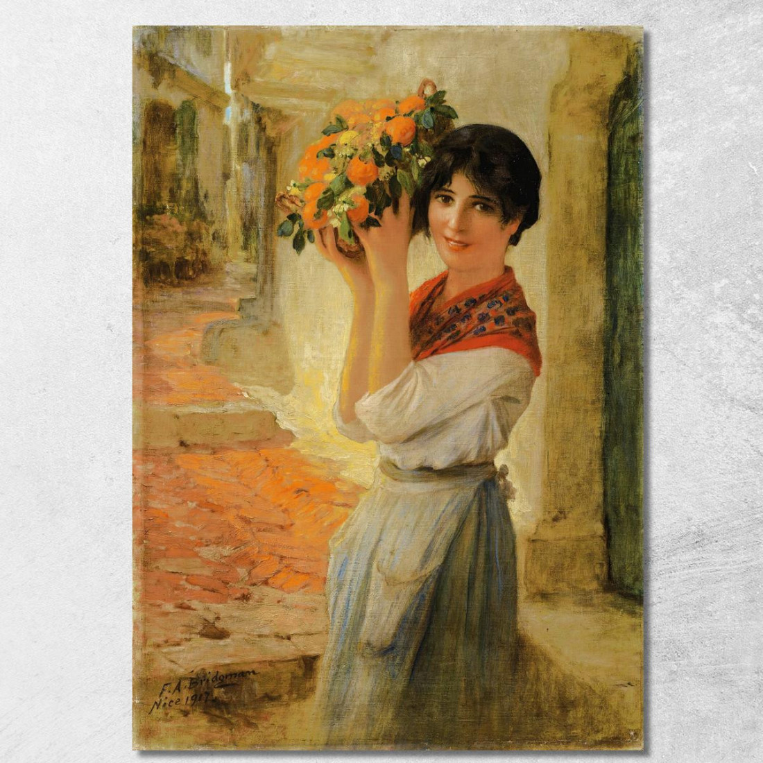 Giovane Nizzarda Con Un Cesto Frederick Arthur Bridgman fab75 quadro stampato su tela Giovane Nizzarda Con Un Cesto Frederick Arthur Bridgman fab75 quadro stampato su tela