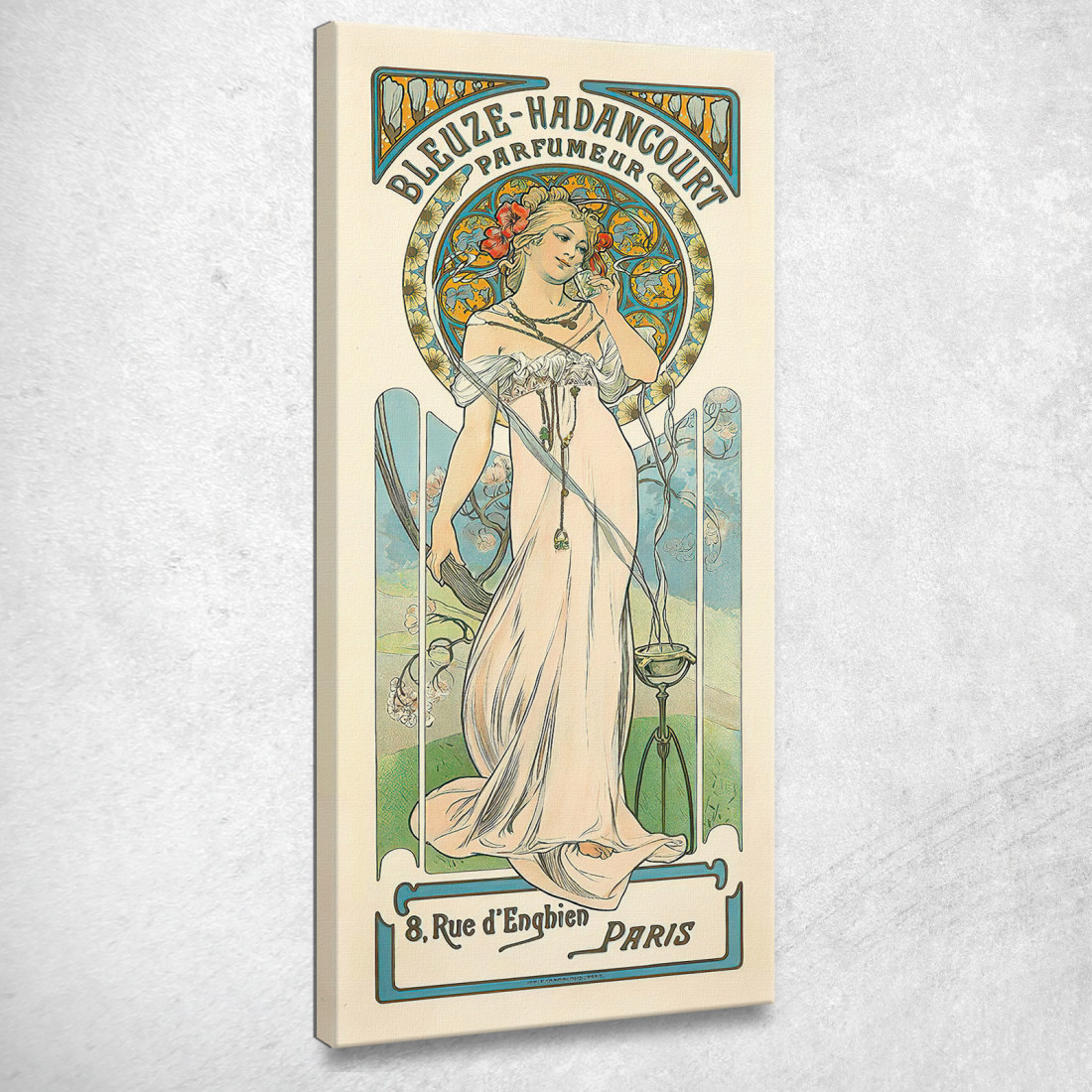 Profumiere Bleuzehadancourt Alphonse Mucha amu23 quadro stampato su tela Profumiere Bleuzehadancourt Alphonse Mucha amu23 quadro stampato su tela