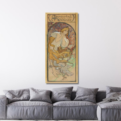 Cioccolato Messicano Alphonse Mucha amu29 quadro stampato su tela
