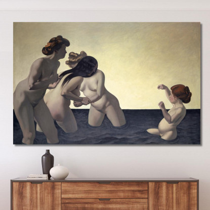 Tre Donne E Una Bambina Che Giocano Nell'Acqua Félix Vallotton fvl68 quadro stampato su tela