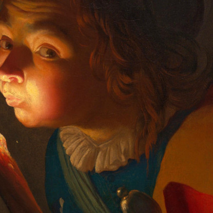 Un Ragazzo Che Soffia Su Un Tizzone Gerard van Honthorst gvh1 quadro stampato su tela