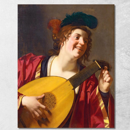 Una Donna Che Accorda Un Liuto Gerard van Honthorst gvh5 quadro stampato su tela