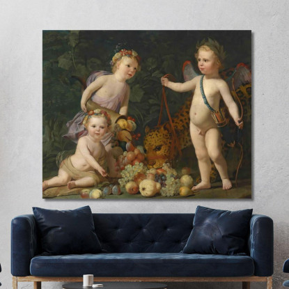 Tre Bambini Con Frutta E Un Giaguaro Gerard van Honthorst gvh58 quadro stampato su tela