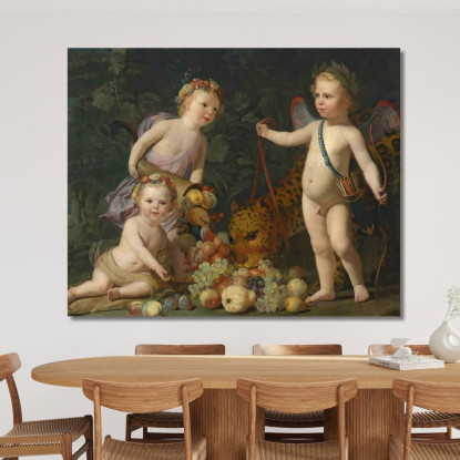 Tre Bambini Con Frutta E Un Giaguaro Gerard van Honthorst gvh58 quadro stampato su tela