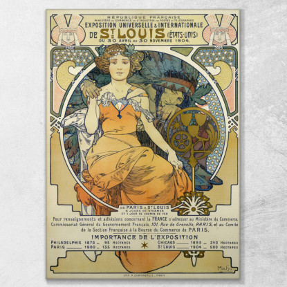Esposizione Universale E Internazionale Di St. Louis Alphonse Mucha amu39 quadro stampato su tela