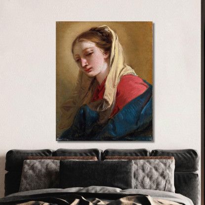 Maria Maddalena In Vista Di Tre Quarti Velata In Un Panno Bianco Giovanni Battista Tiepolo gbt24 quadro stampato su tela