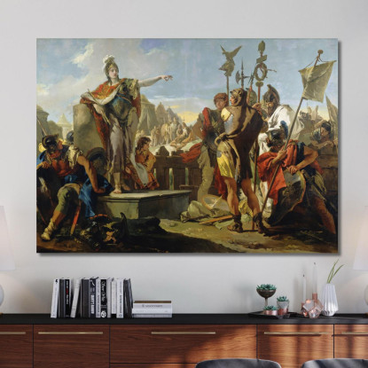 La Regina Zenobia Si Rivolge Ai Suoi Soldati Giovanni Battista Tiepolo gbt26 quadro stampato su tela