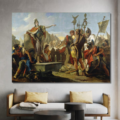 La Regina Zenobia Si Rivolge Ai Suoi Soldati Giovanni Battista Tiepolo gbt26 quadro stampato su tela