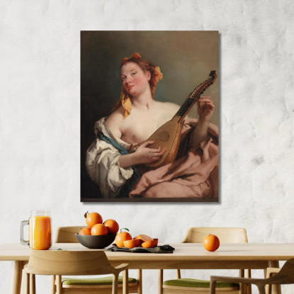 Donna Con Un Mandolino Giovanni Battista Tiepolo gbt56 quadro stampato su tela