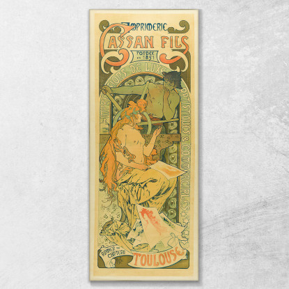 Tipografia Cassan Fils Fondata Nel 1851 Tolosa Alphonse Mucha amu53 quadro stampato su tela