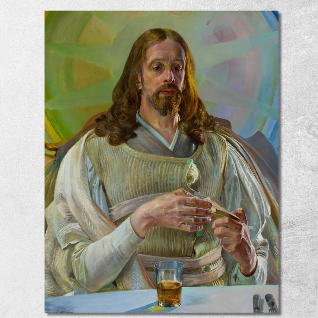 Cristo In Emmaus Sezione Centrale Del Trittico Jacek Malczewski jml12 quadro stampato su tela Cristo In Emmaus Sezione Centrale Del Trittico Jacek Malczewski jml12 quadro stampato su tela