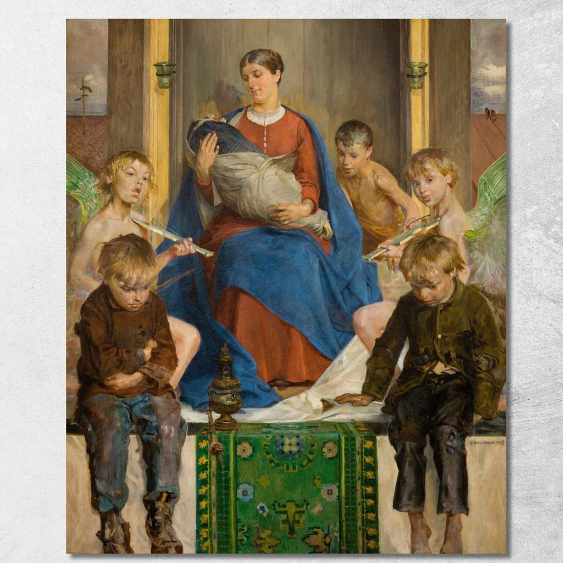Madonna E Bambini Jacek Malczewski jml56 quadro stampato su tela Madonna E Bambini Jacek Malczewski jml56 quadro stampato su tela