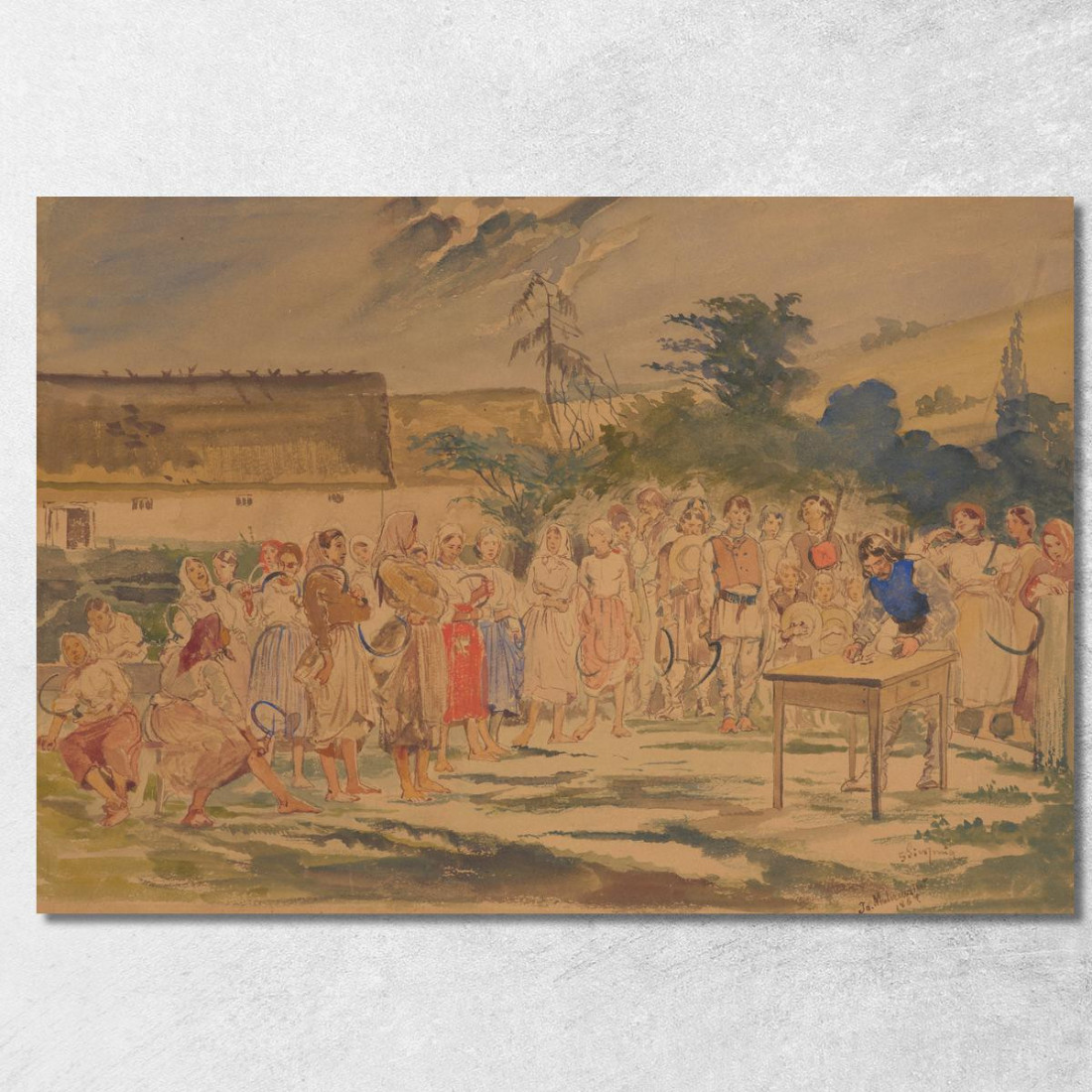 Contadini In Attesa Di Pagamento Jacek Malczewski jml74 quadro stampato su tela Contadini In Attesa Di Pagamento Jacek Malczewski jml74 quadro stampato su tela