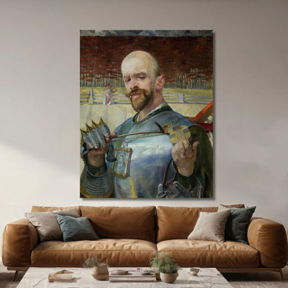Autoritratto In Armatura Con Violini Jacek Malczewski jml110 quadro stampato su tela
