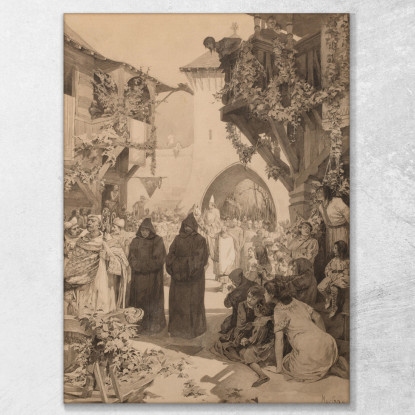 L'Imperatore Lotario E Papa Innocenzo Alphonse Mucha amu77 quadro stampato su tela