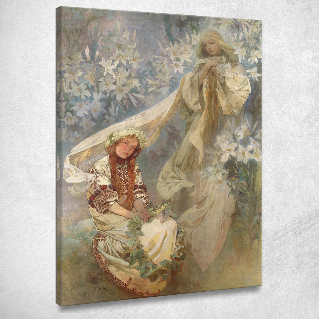 Madonna Dei Gigli 1905 Alphonse Mucha amu79 quadro stampato su tela Madonna Dei Gigli 1905 Alphonse Mucha amu79 quadro stampato su tela