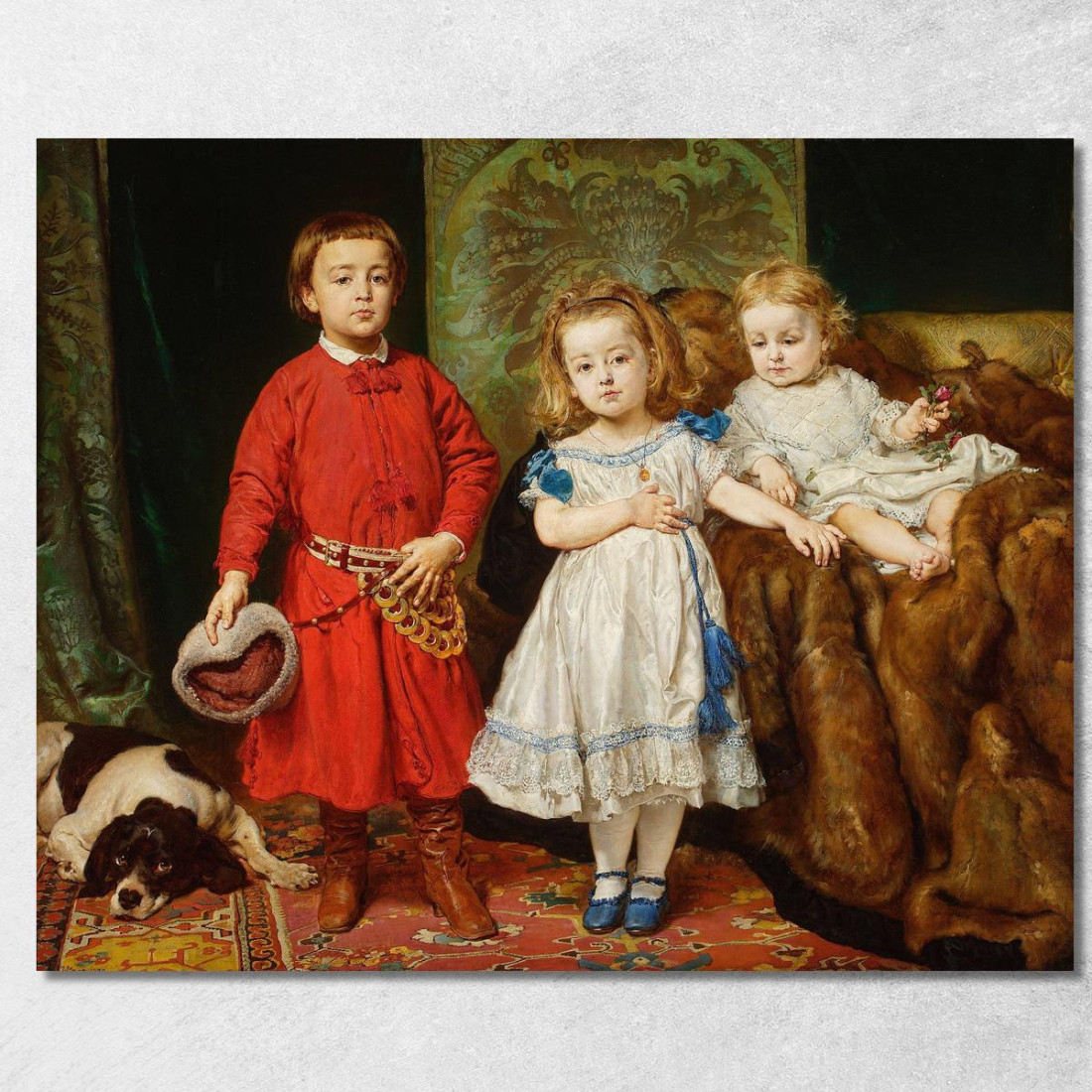 Ritratto Dei Tre Figli Dell Artista Tadeusz Helena E Beata Jan Matejko jmt29 quadro stampato su tela Ritratto Dei Tre Figli Dell Artista Tadeusz Helena E Beata Jan Matejko jmt29 quadro stampato su tela