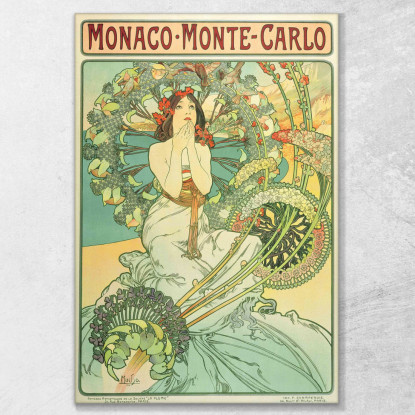 Monaco Monte Carlo Alphonse Mucha amu84 quadro stampato su tela
