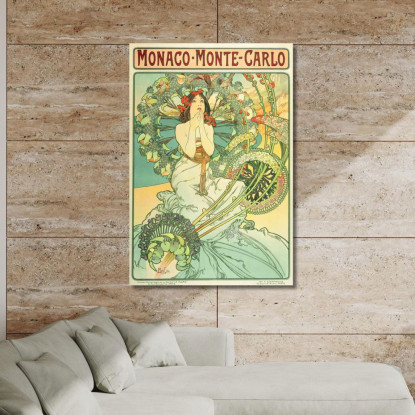 Monaco Monte Carlo Alphonse Mucha amu84 quadro stampato su tela