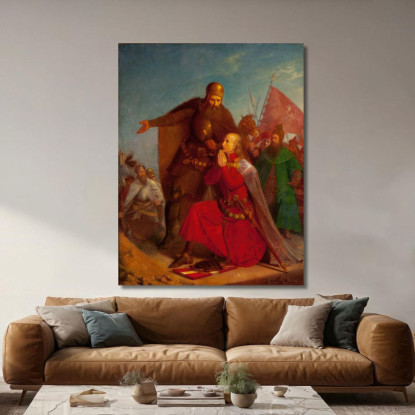Wladyslaw Jagiello E Vytautas Pregano Prima Della Battaglia Di Grunwald Jan Matejko jmt69 quadro stampato su tela