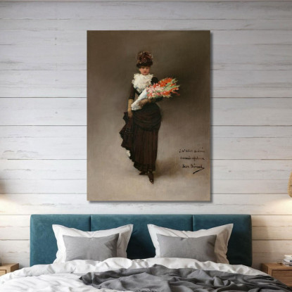 Giovane Donna Con Mazzo Di Fiori Jean Béraud jbr28 quadro stampato su tela
