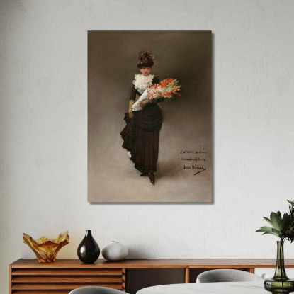 Giovane Donna Con Mazzo Di Fiori Jean Béraud jbr28 quadro stampato su tela