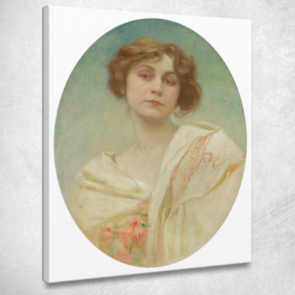 Ritratto Di Giovane Donna In Costume Popolare Alphonse Mucha amu93 quadro stampato su tela