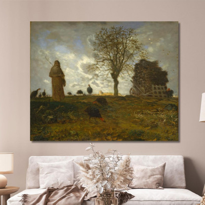 Paesaggio Autunnale Con Uno Stormo Di Tacchini Jean-François Millet jfm6 quadro stampato su tela