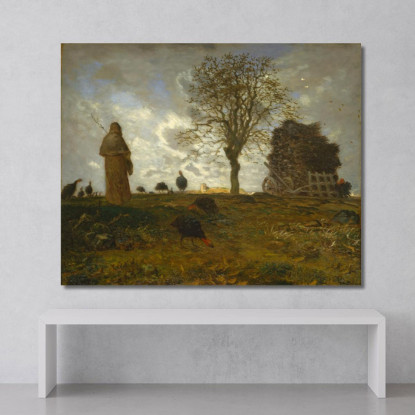 Paesaggio Autunnale Con Uno Stormo Di Tacchini Jean-François Millet jfm6 quadro stampato su tela