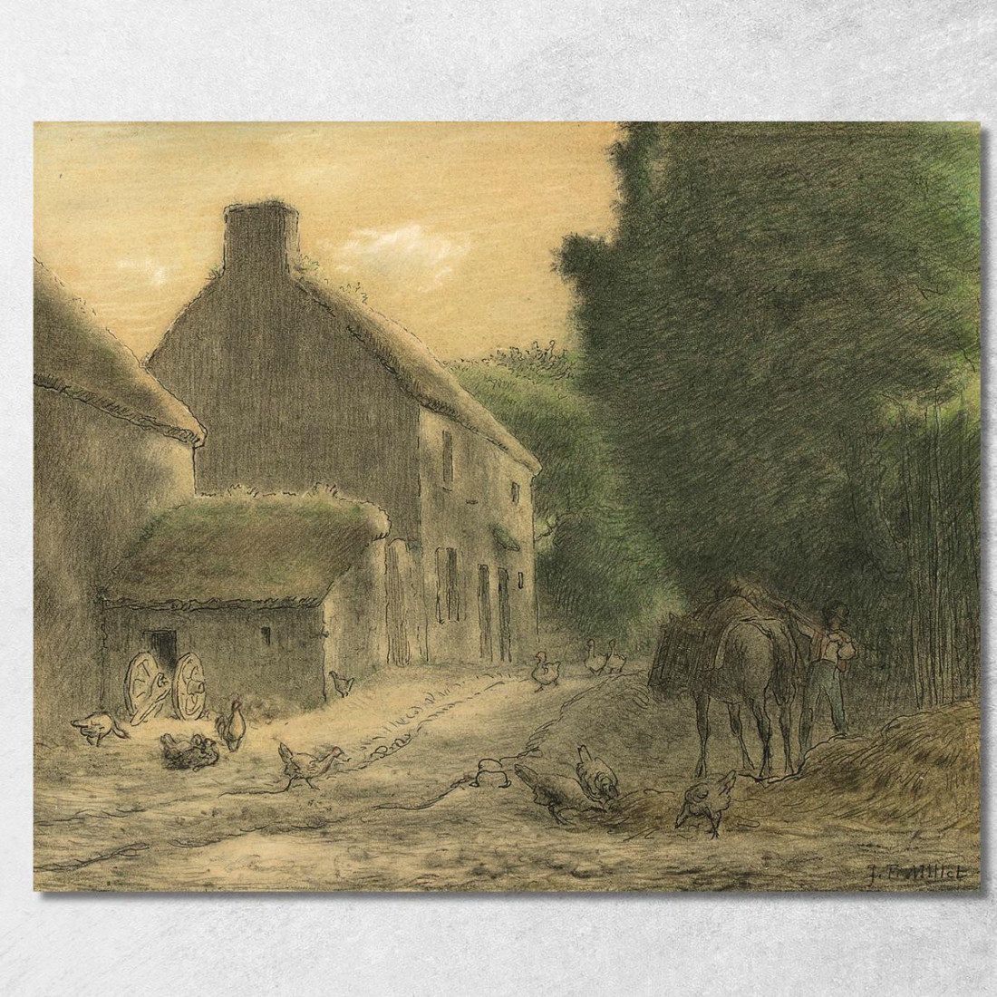 Agriturismo A Gruchy Jean-François Millet jfm15 quadro stampato su tela Agriturismo A Gruchy Jean-François Millet jfm15 quadro stampato su tela
