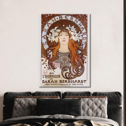 Sarah Bernhardt 1896 Alphonse Mucha amu106 quadro stampato su tela