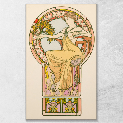 Donna Seduta N. 48 Alphonse Mucha amu107 quadro stampato su tela