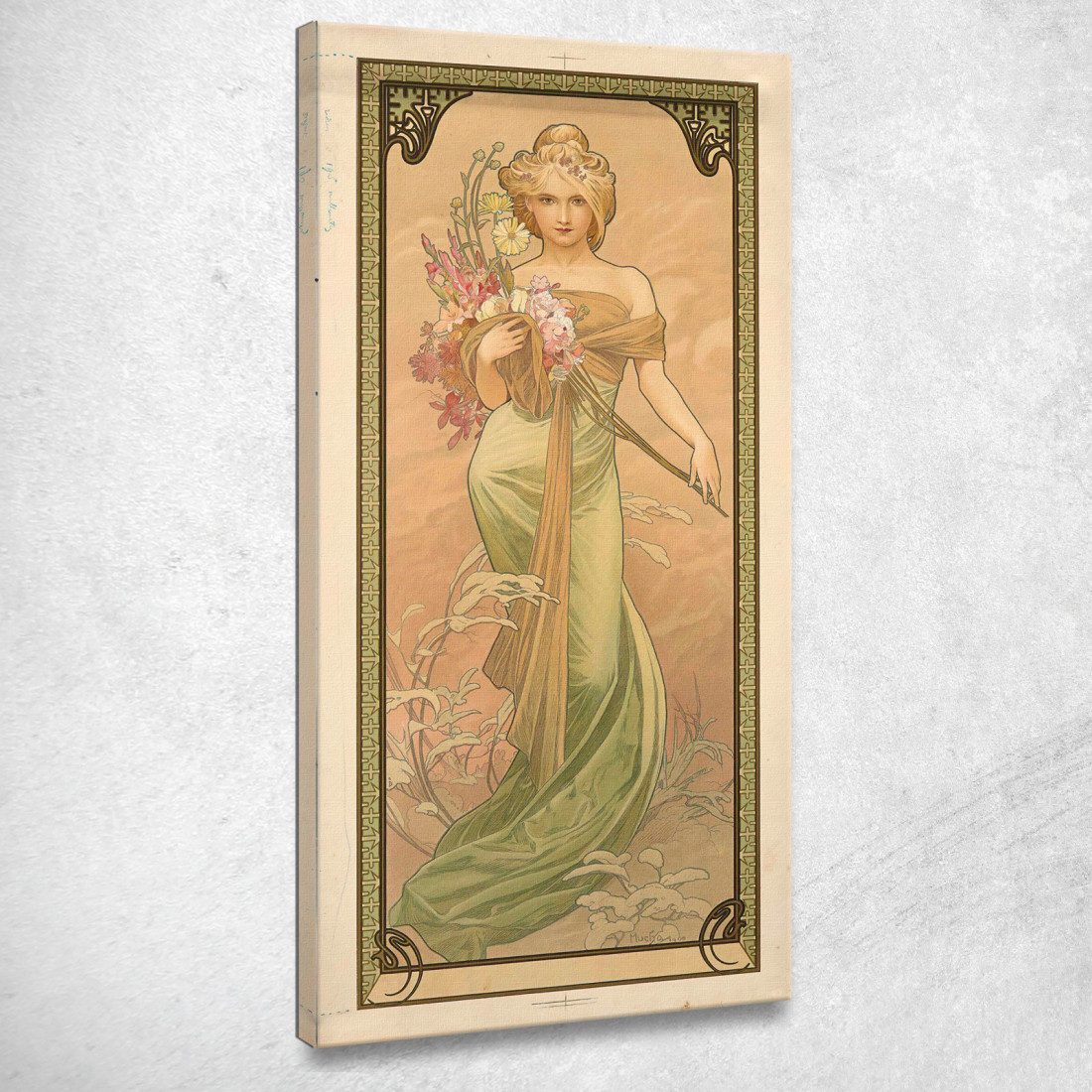 Primavera Alphonse Mucha amu111 quadro stampato su tela Primavera Alphonse Mucha amu111 quadro stampato su tela