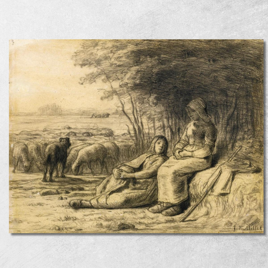 Due Pastorelle E Il Loro Gregge Jean-François Millet jfm84 quadro stampato su tela Due Pastorelle E Il Loro Gregge Jean-François Millet jfm84 quadro stampato su tela