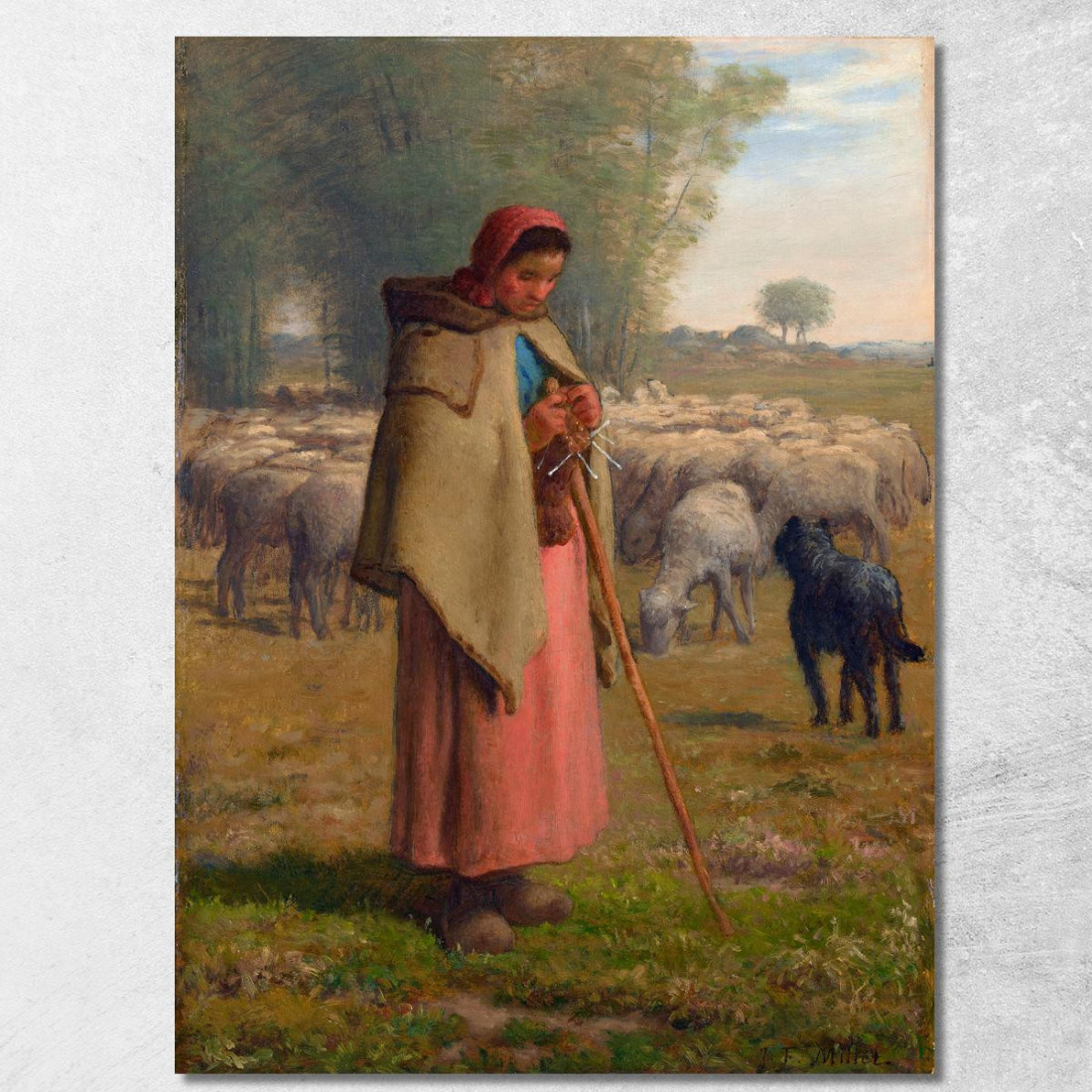 Giovane Ragazza Che Custodisce Le Sue Pecore Jean-François Millet jfm94 quadro stampato su tela Giovane Ragazza Che Custodisce Le Sue Pecore Jean-François Millet jfm94 quadro stampato su tela
